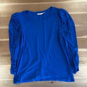 Chico's Royal Blue Blouse with Puff Sleeves